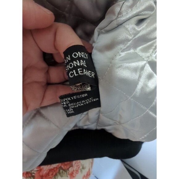 Baby Phat Sz L Vintage Y2k Bomber Jacket Hooded Spell Out Lamb Leather Sleeves - Picture 14 of 16